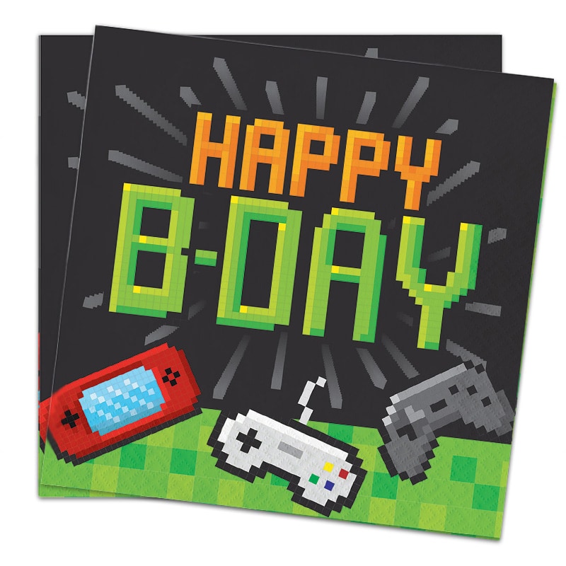 Gaming Party - Servietter Happy Birthday 16 stk