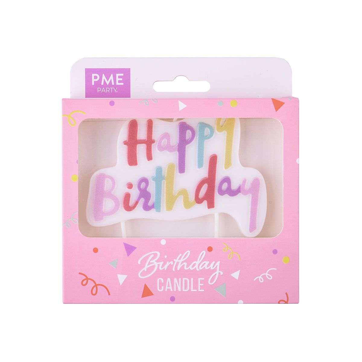 PME Kagelys - Pastel Lyserød, Happy Birthday