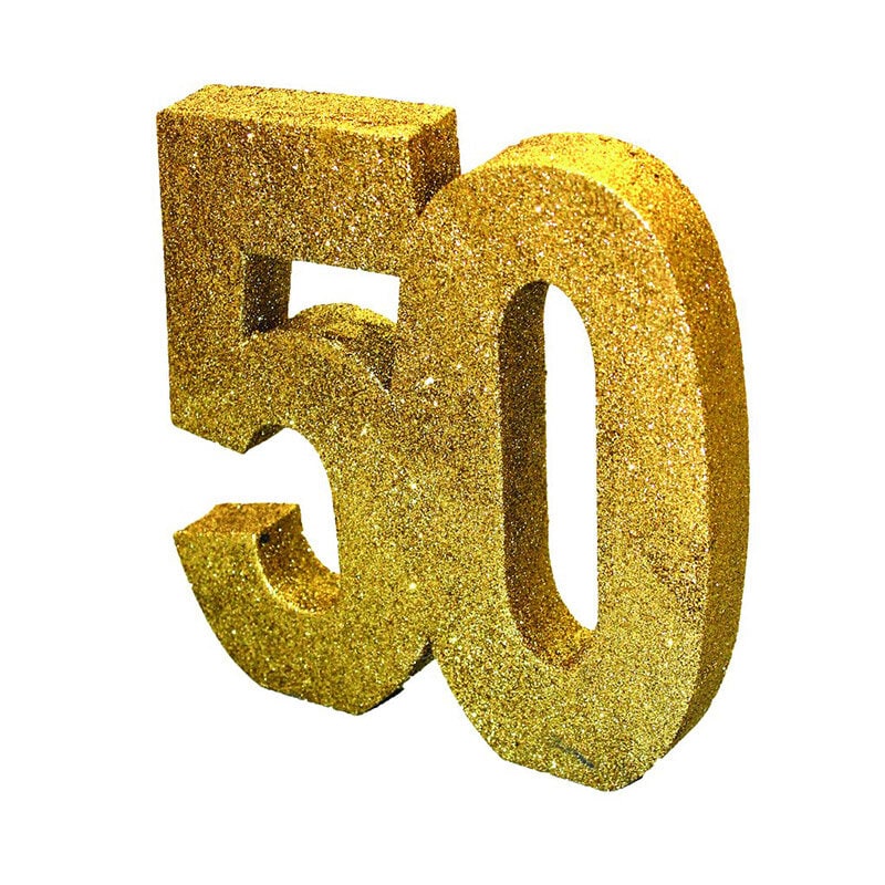 Borddekoration i guld glitter 50 år