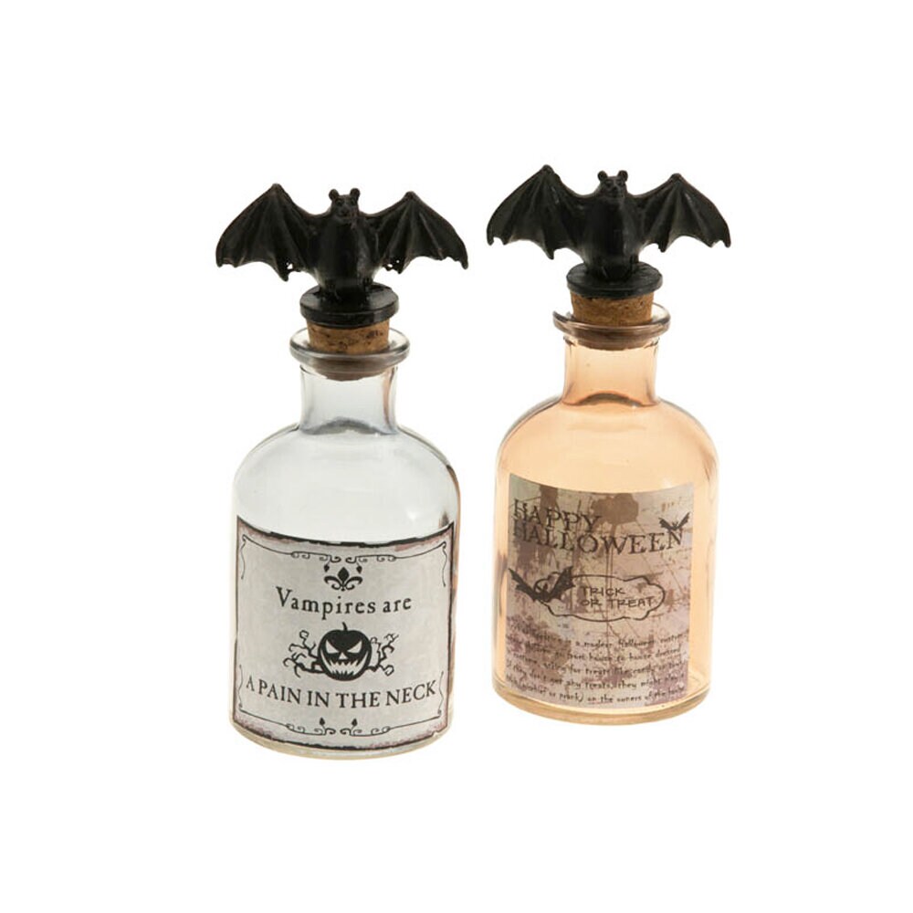 Halloweendekoration - Glasflaske med Flagermus