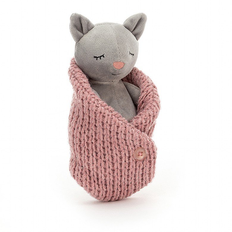 Jellycat - Kattekilling med lyserødt tæppe 18 cm