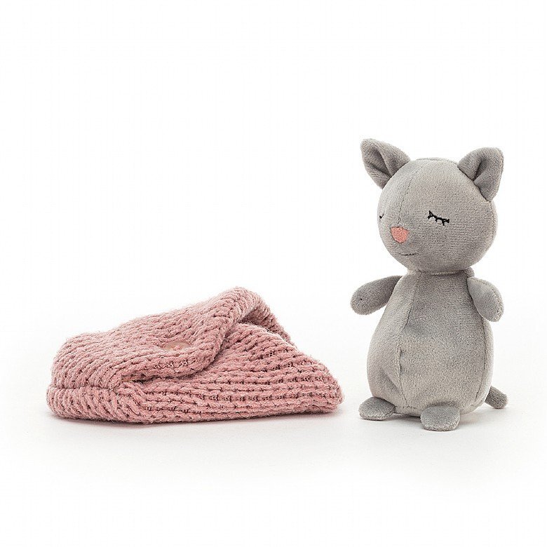 Jellycat - Kattekilling med lyserødt tæppe 18 cm