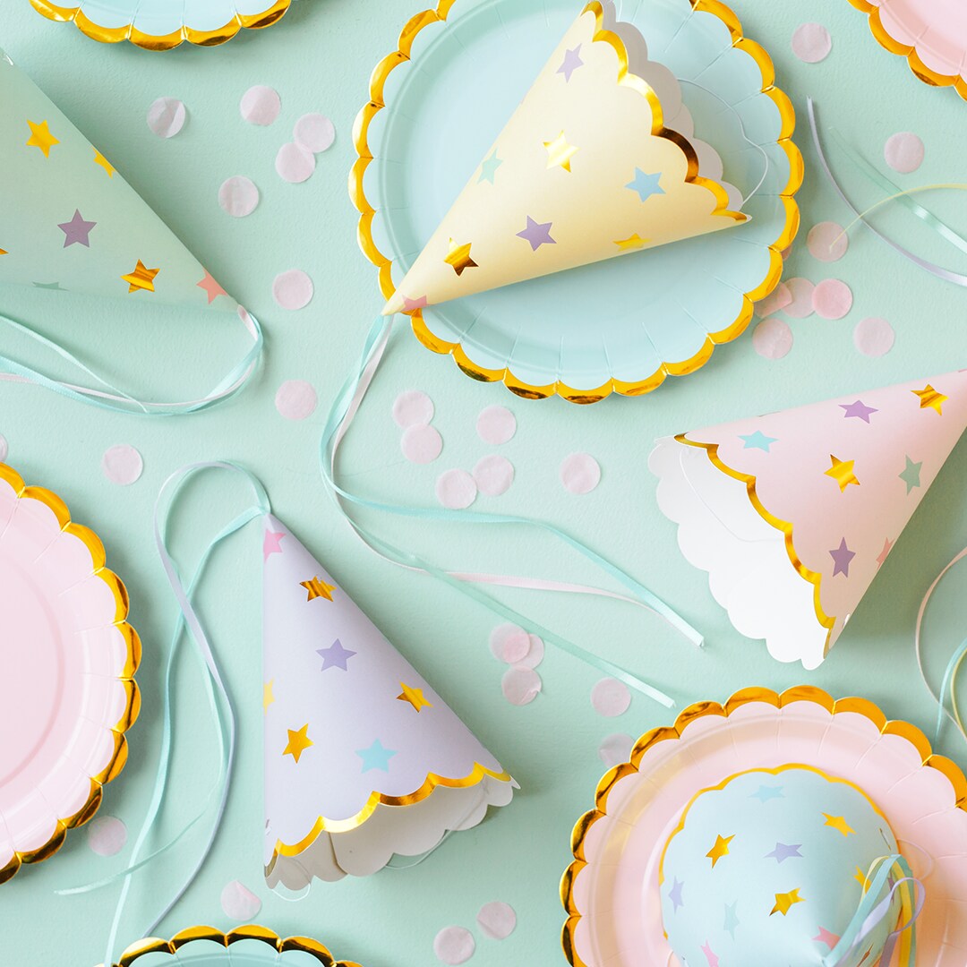 Festhatte Pastel med stjerner 6 stk