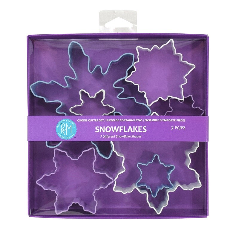 7 stk. kageforme i stål, der forestiller smukke snefnug 7 stk.