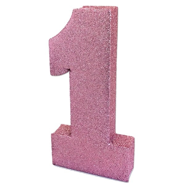 Borddekoration 1 år rosa glitter
