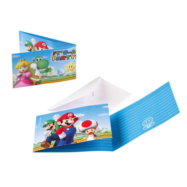 Super Mario, Invitationer med Kuverter 8 stk.