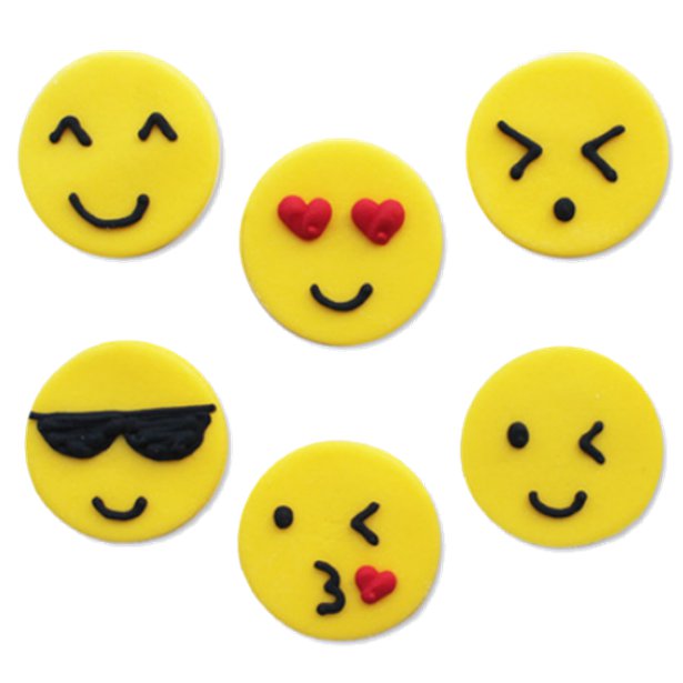 Sukkerdekorationer, Emoji 6 stk.