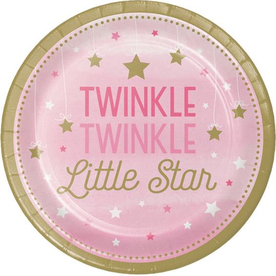 Twinkle Little Star Pink - Tallerkner 8 stk