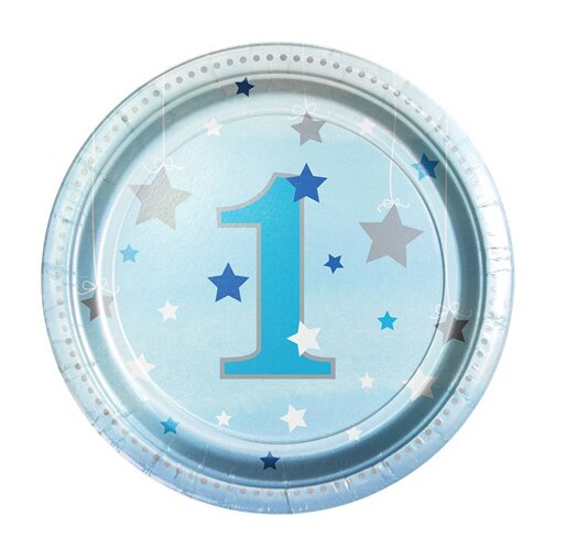 Twinkle Little Star Blå, 1-års fødselsdag - Tallerkener 8 stk