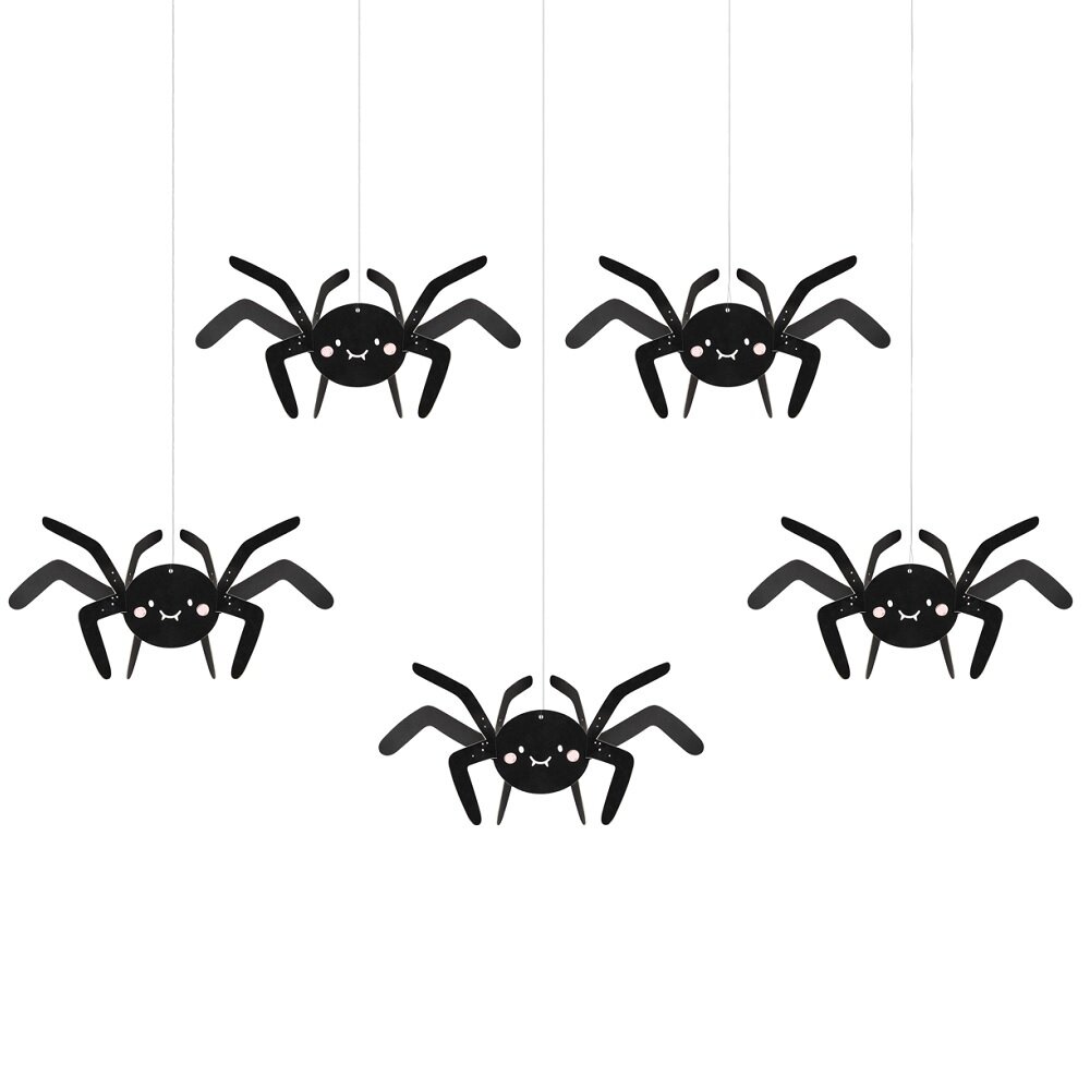 Hængende dekorationer - Halloween Edderkopper 5 stk