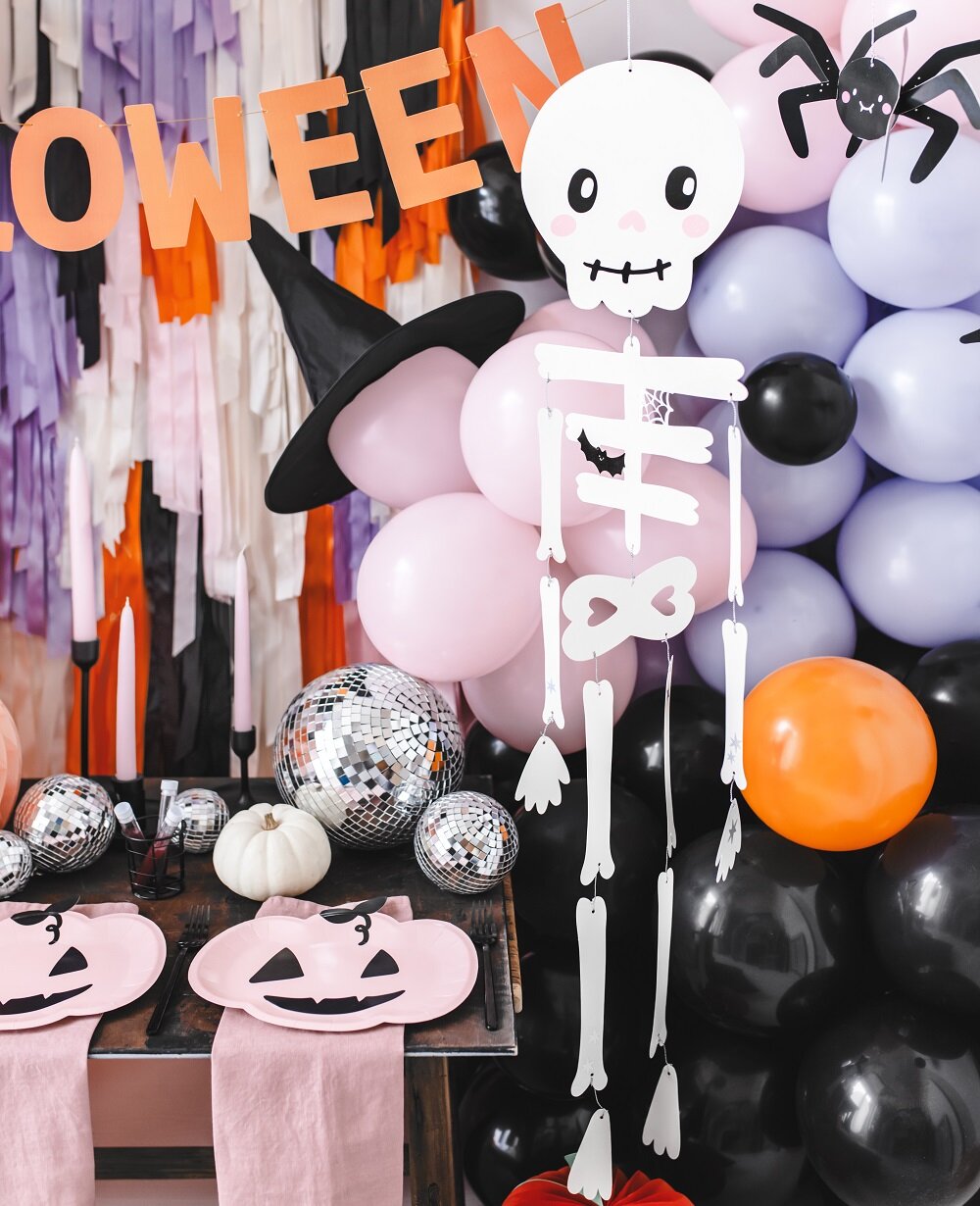 Hængende skelet af papir 110 cm