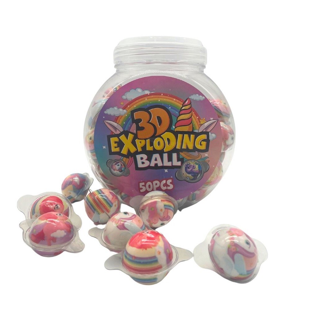 Enhjørning 3D Geléslik med fyld 50-pak