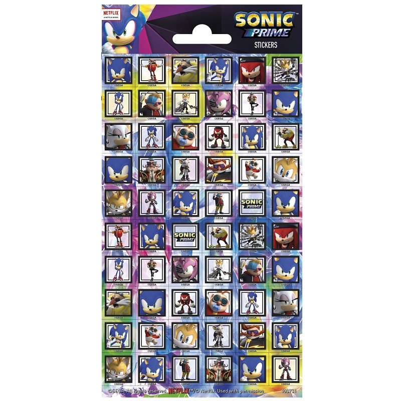 Sonic - Firkantede Klistermærker 60 stk