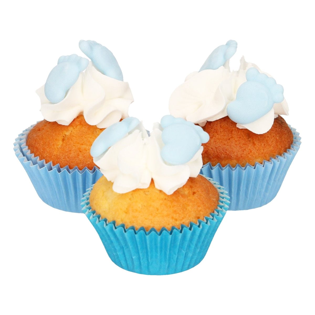 Sukkerdekorationer, Baby Feet Blå 16 stk.