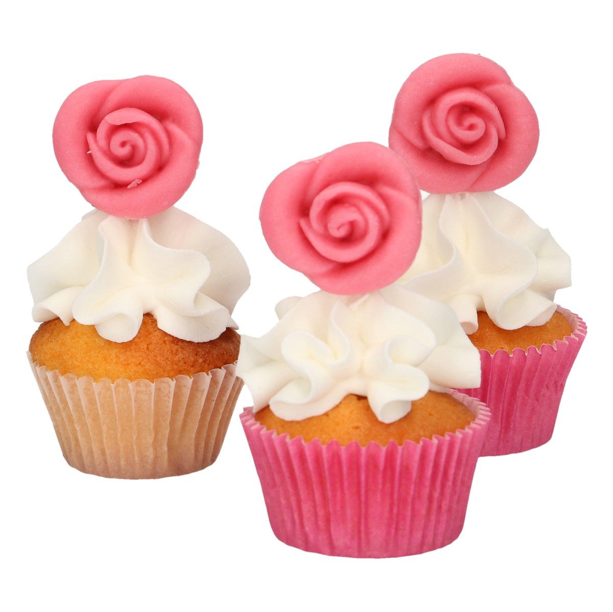 FunCakes Marcipan - Dekorations roser pink 6-pak