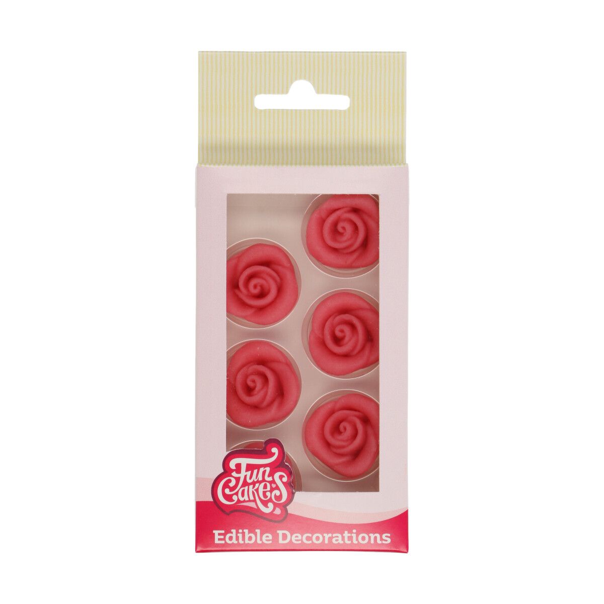 FunCakes Marcipan - Dekorations roser pink 6-pak