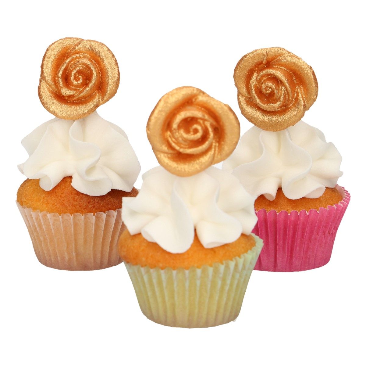 FunCakes Marcipan - Dekorations roser guld 6 stk.