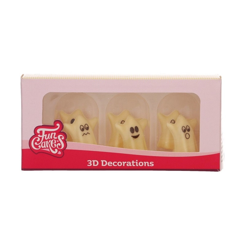 FunCakes - Chokolade dekorationer 3D spøgelser 6 stk