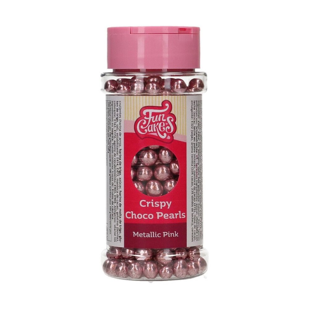 FunCakes - Chokoladeperler Metallic Lyserød 60 gram