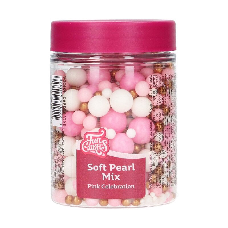 FunCakes Soft Pearls Lyserød Mix 80 gram
