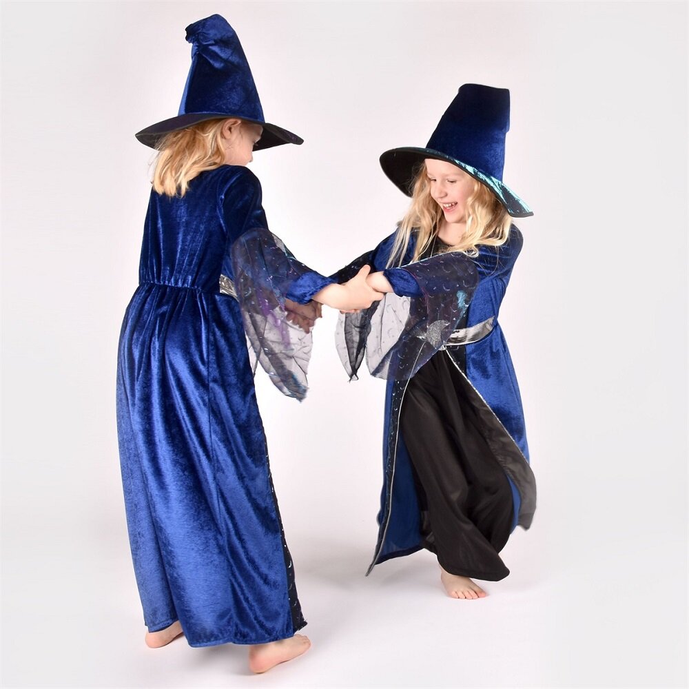 Blå Heks Kostume Børn 5-6 år