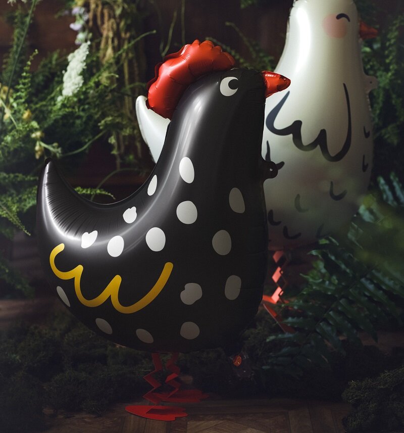 Folieballon - Sort Høne 48 x 60 cm