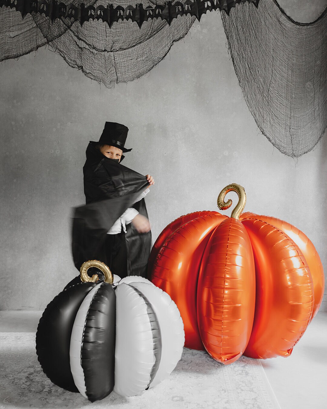 Stående 3D Folieballon - Orange græskar 90 cm