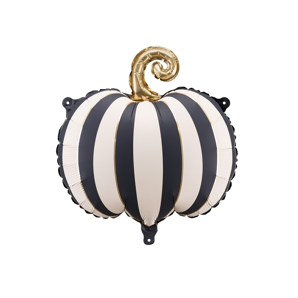Folieballon - Stribet græskar med gulddetaljer 39 cm