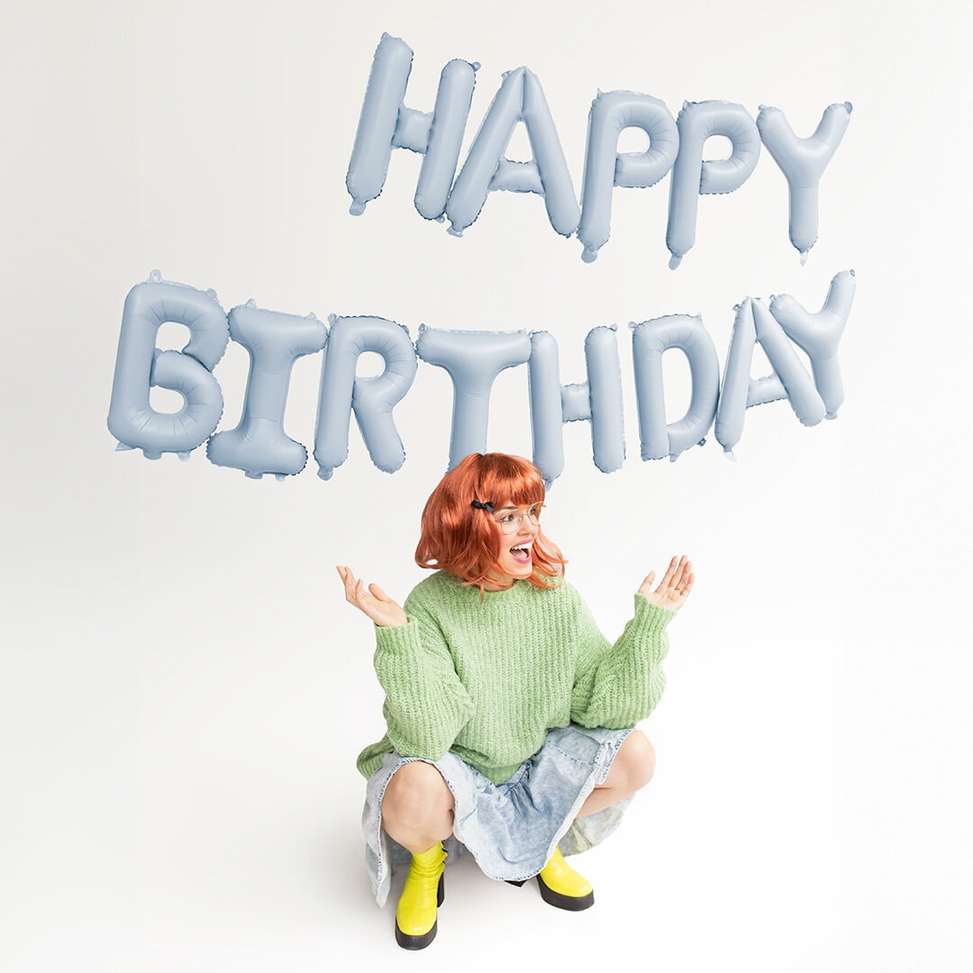 Ballongguirlande Happy Birthday Lyseblå 340 cm