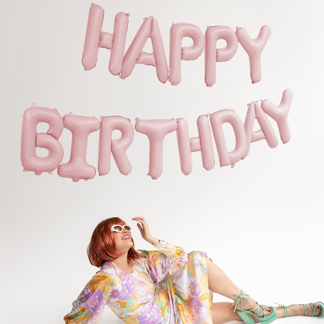 Ballongguirlande Happy Birthday Lyserød 340 cm