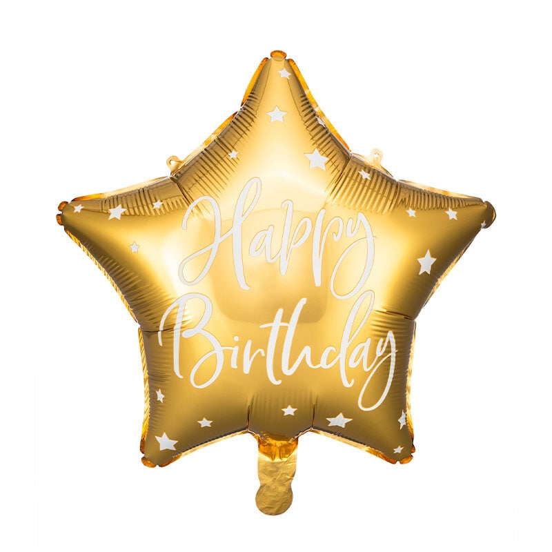 Folieballon Guld, Happy Birthday