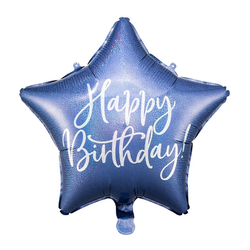 Folieballon Blå, Happy Birthday