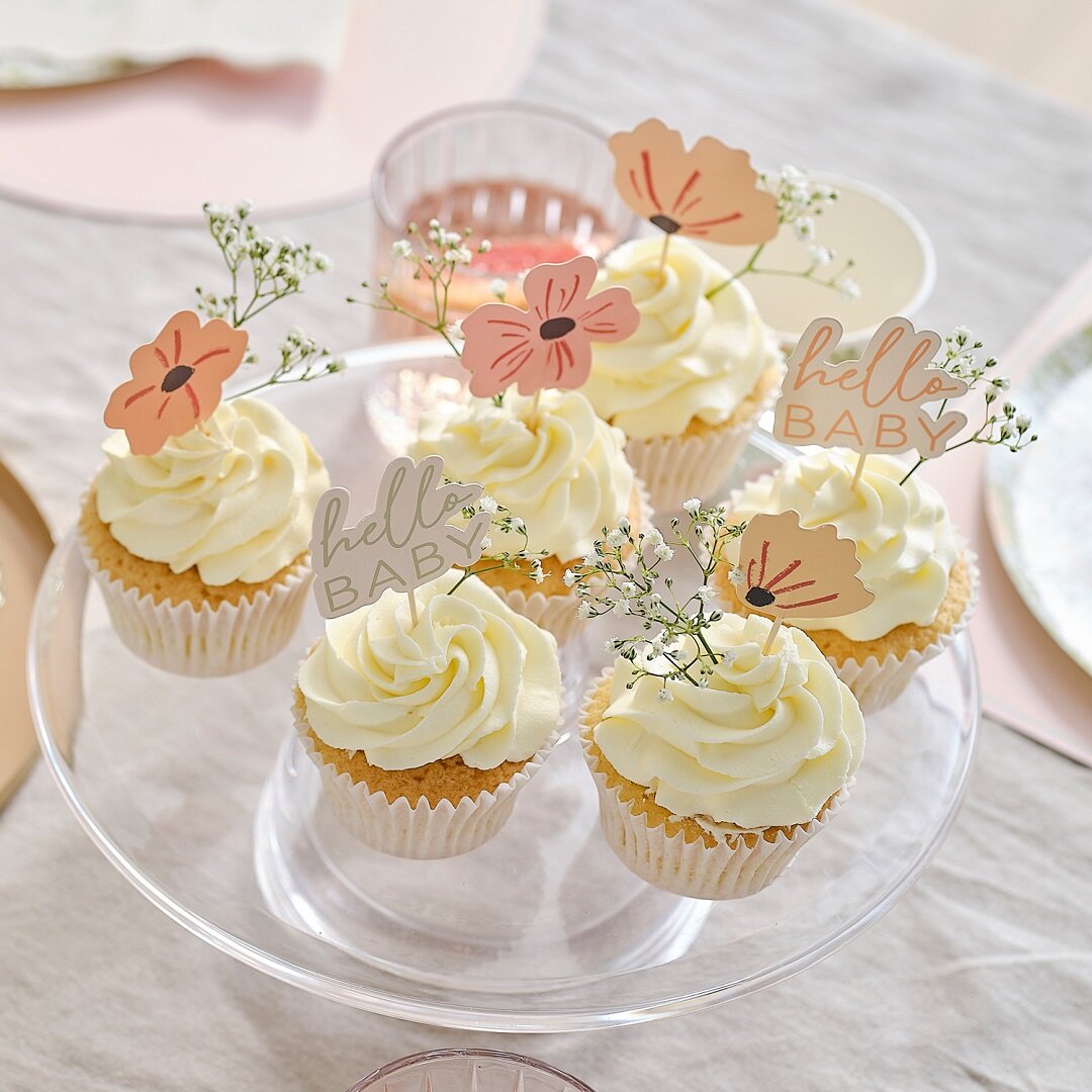 Floral Baby - Cupcake Toppers 12-pak