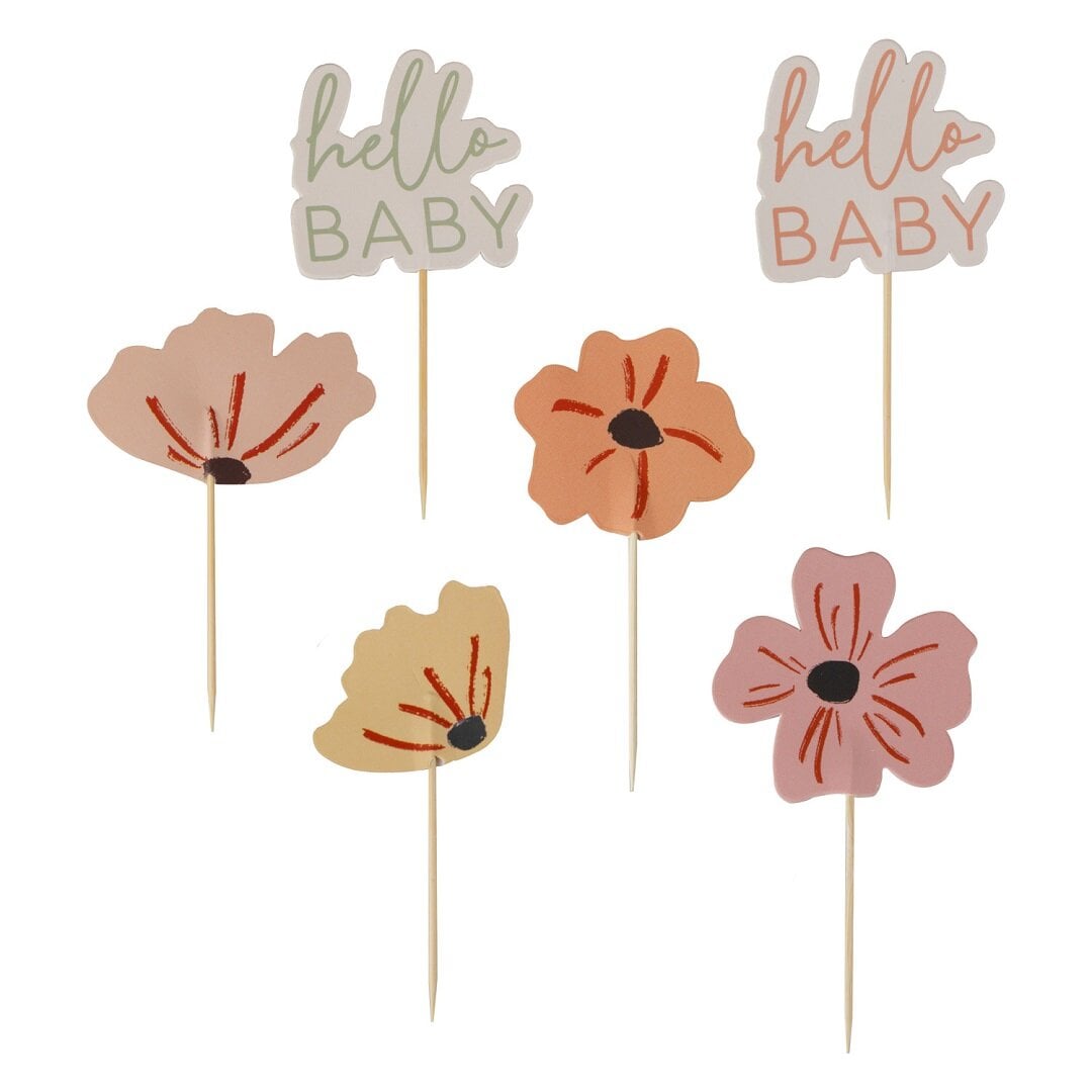 Floral Baby - Cupcake Toppers 12-pak