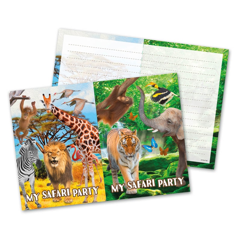 Tropisk Safari - Invitationer med Kuverter 8 stk.