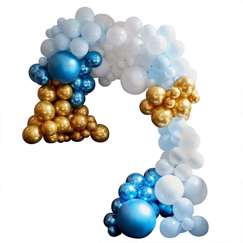 DIY Deluxe Ballonbue - Lyseblå, guld og hvid