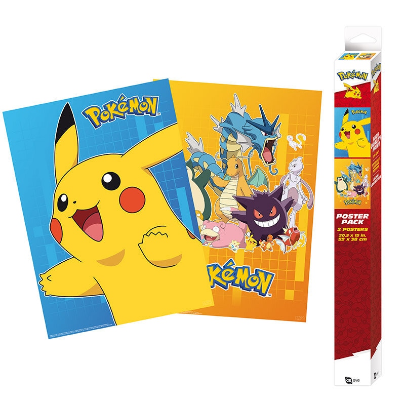 Pokémon - Plakater Farverige Karakterer Chibi 2 stk