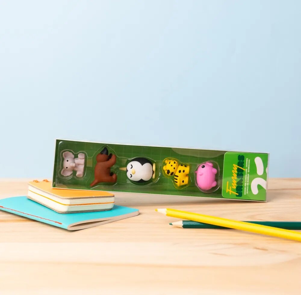 Viskelæder - Søde Dyr 5 stk