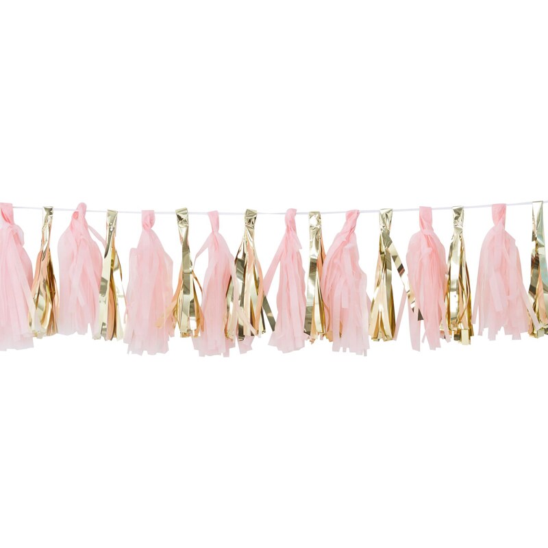 Oh Baby, Guirlande Tassel i rosa og guld