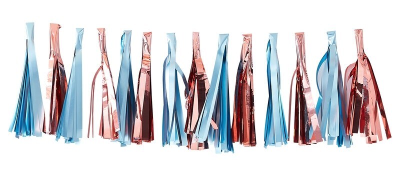 Twinkle Twinkle, Guirlande med kvaster, blå 150 cm