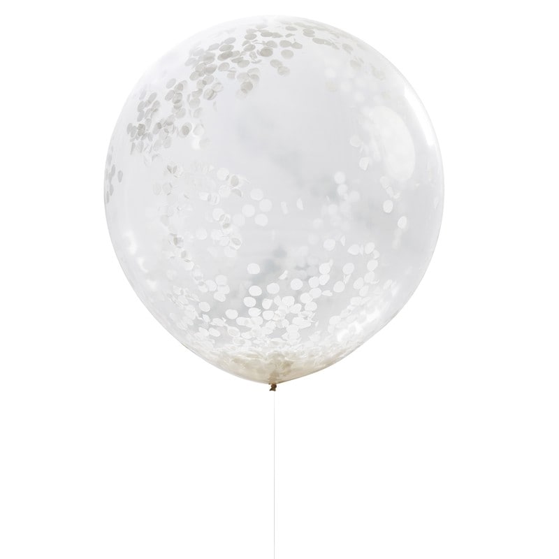 Kæmpe Ballon med hvid konfetti 3 stk.