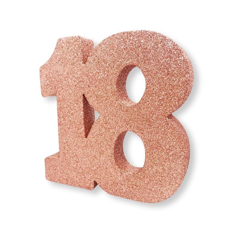 Rosaguld glitrende borddekoration 18 år