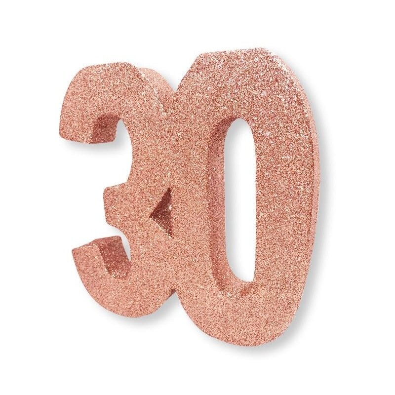 Rosaguld glitrende borddekoration 30 år