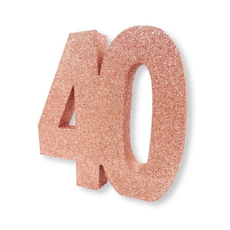 Rosaguld glitrende borddekoration 40 år