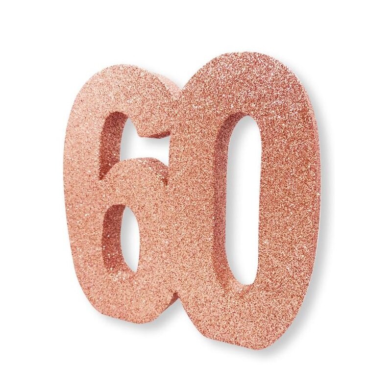 Rosaguld glitrende borddekoration 60 år