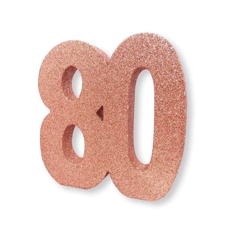 Rosaguld glitrende borddekoration 80 år