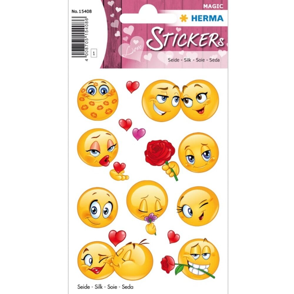 Klistermærker - Emoji kærlighed 12 stk