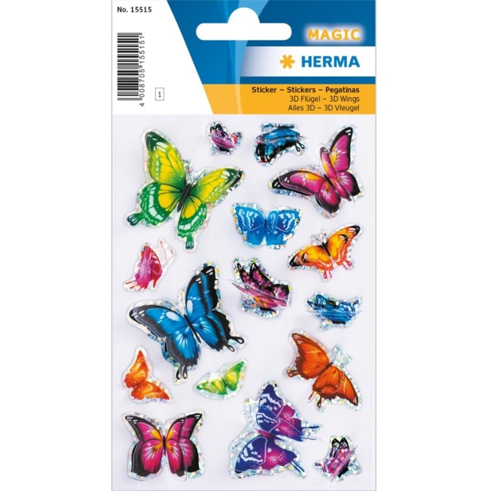 Klistermærker - Glitrende sommerfugle 16 stk