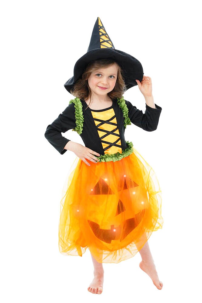 LED-Lys Græskar Kostume Børn 5-6 år (110 cm)
