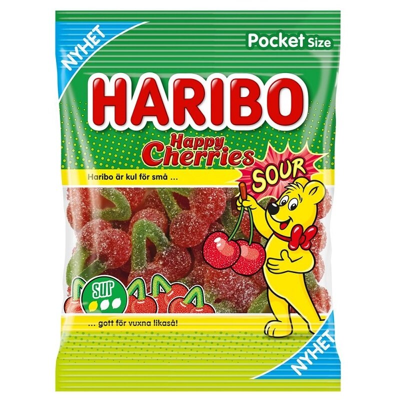 Haribo Happy Cherries Syrlige i pose 75 gram